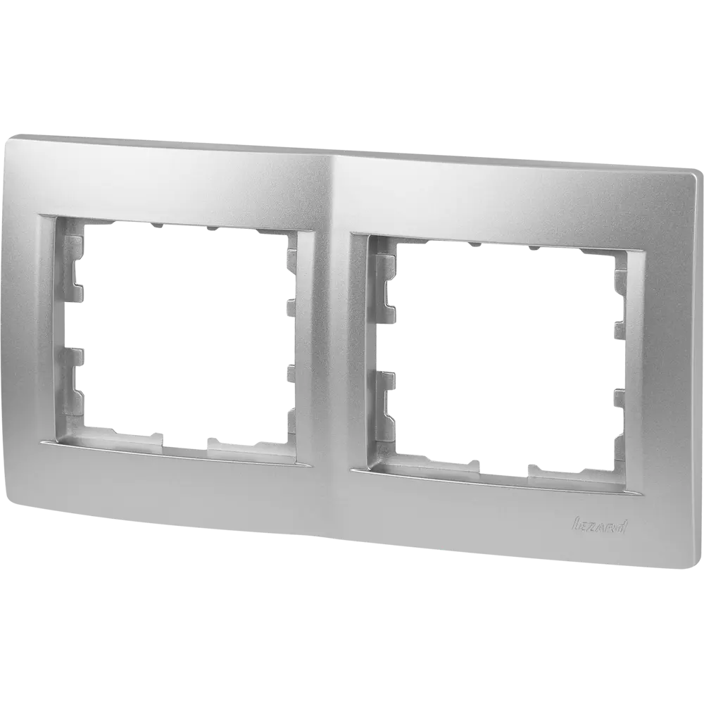 Рамка для розеток и выключателей Lezard Karina 2 поста горизонтальная цвет матовый серый STLM-2081451 - Вид №1