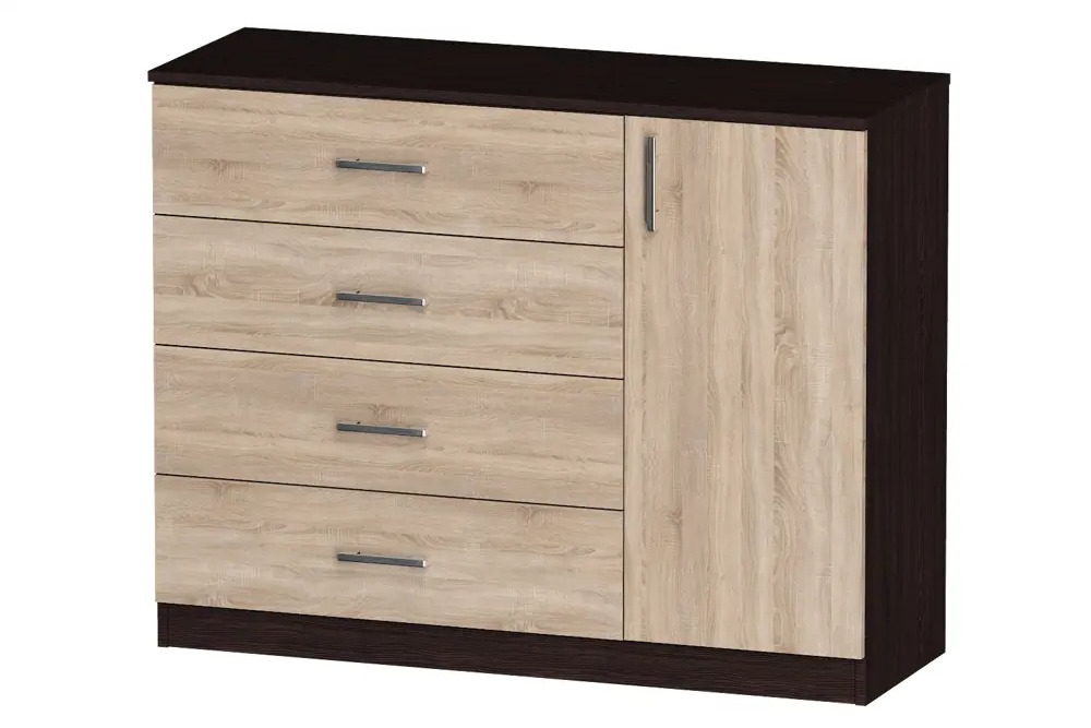91144489 Комод Furnistyle Лайф лкм-03 3 ящика 115x40x90 см ЛДСП цвет венге/дуб сонома STLM-0498914