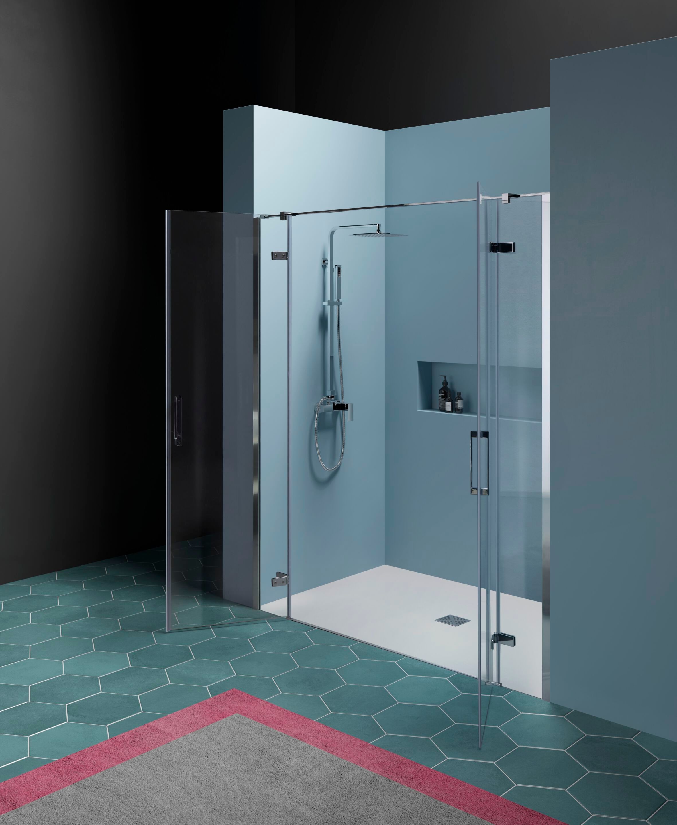 Алюминиевая и стеклянная нишевая душевая кабина с распашной дверью TAMANACO 8MILL ARCH-00025394 - Вид №3