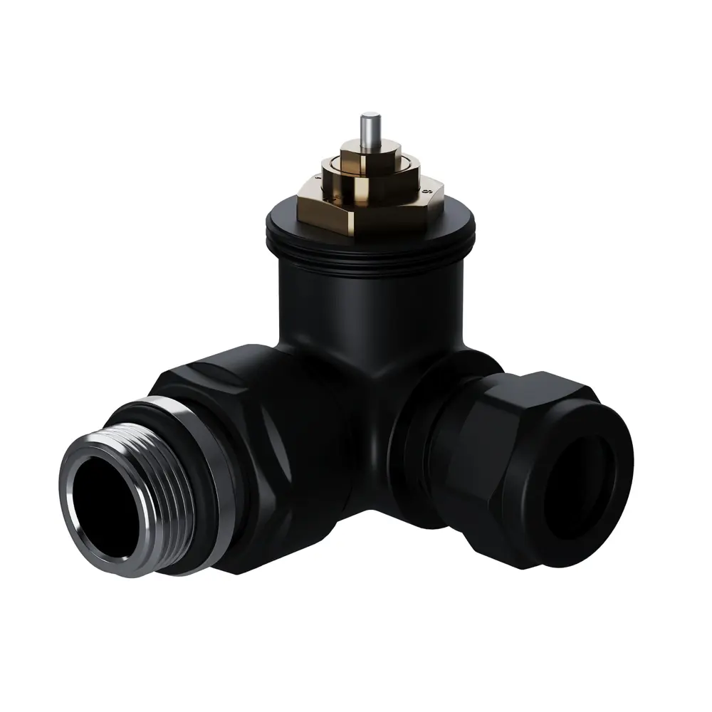 Термостатический комплект для радиатора трехосевой Royal Thermo Design Pro 1/2" латунь цвет черный STLM-2058372 - Вид №2