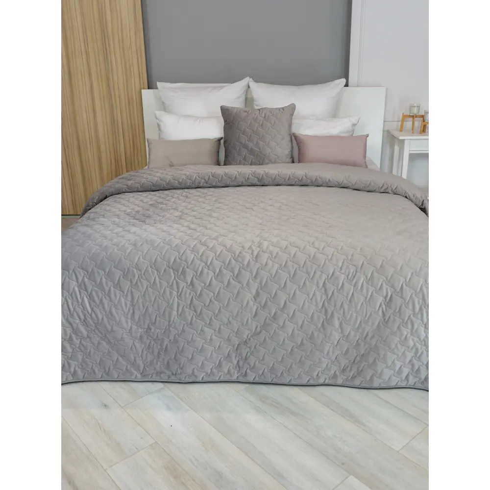 Покрывало Verona 220x240 см бархат цвет серо-коричневый Бельвита Нео-классика STLM-2126190 - Вид №3