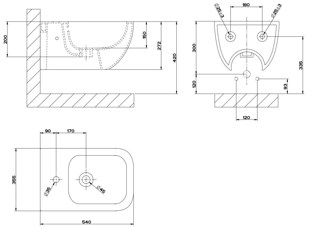 Керамическое подвесное биде с переливом Gessi капля ARCH-00066178 - Вид №2