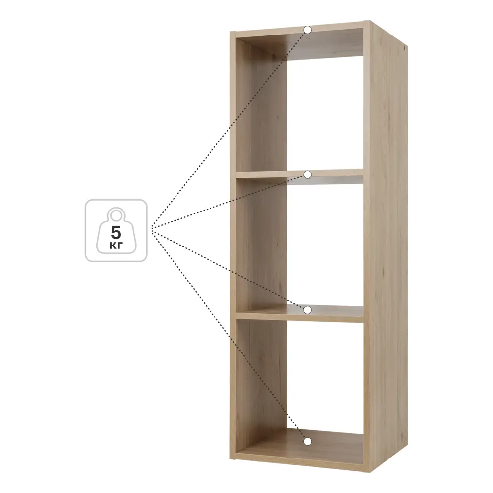 Стеллаж KONSENSA Руан 3 секции 36x104x31.7 см ЛДСП цвет дуб комано STLM-2059283 - Вид №2