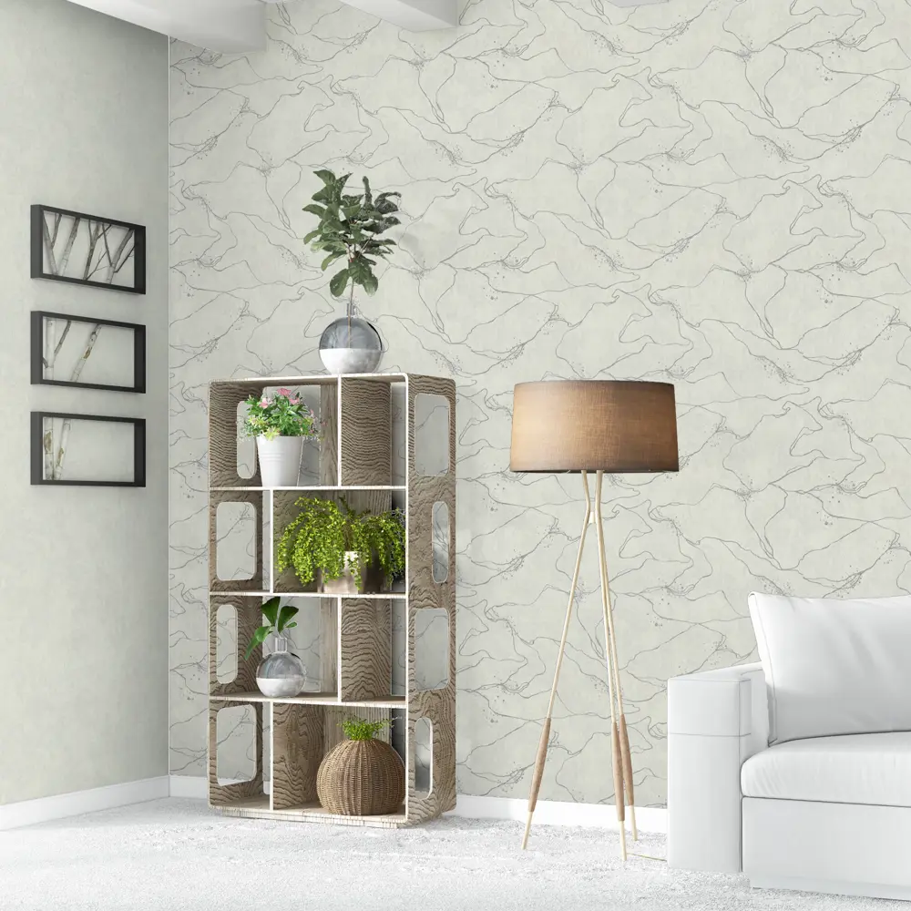 Обои флизелиновые Московская обойная фабрика Кинцуги бело-серебристые 1.06 м STLM-2149404 - Вид №3