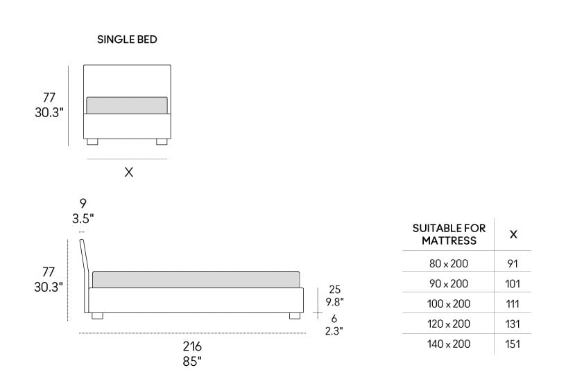 Съемная мягкая односпальная кровать Casamania & Horm кровать Figi ARCH-00058262 - Вид №3