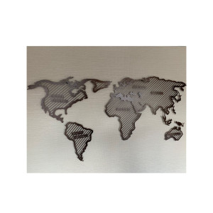 Панно настенное металлическое "Геометрическая Карта Мира" материк150х80см темно-коричневый BUANART