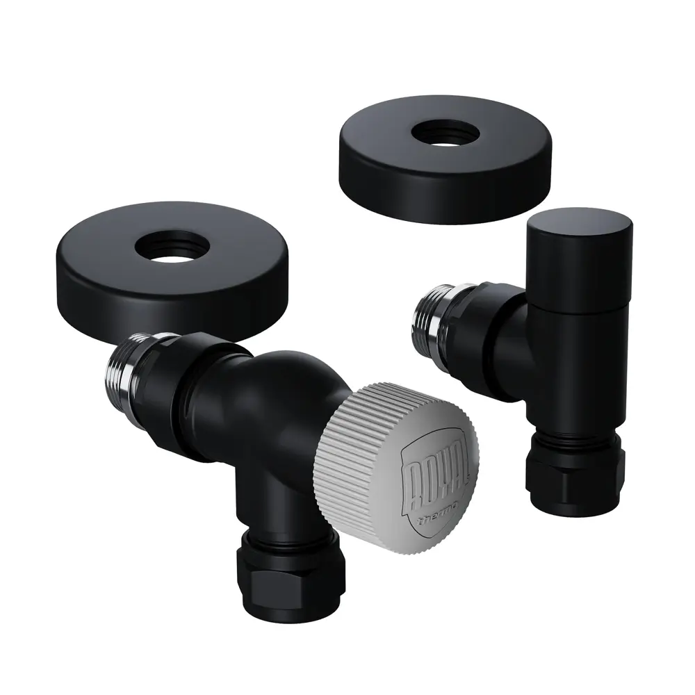 Термостатический комплект для радиатора осевой Royal Thermo Design Pro 1/2" латунь цвет черный STLM-2042939 - Вид №1