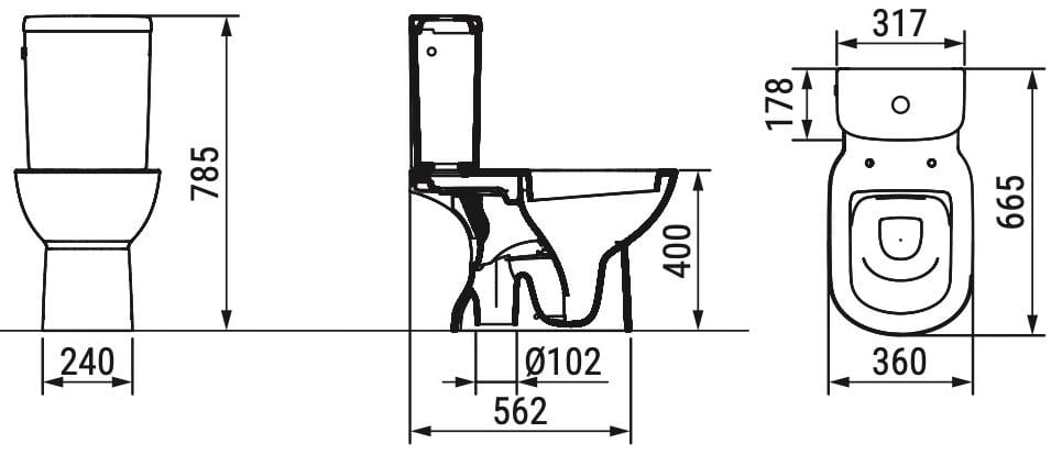 Пол керамический моноблочный туалет Ceramica Dolomite Gemma2 ARCH-00103995 - Вид №1