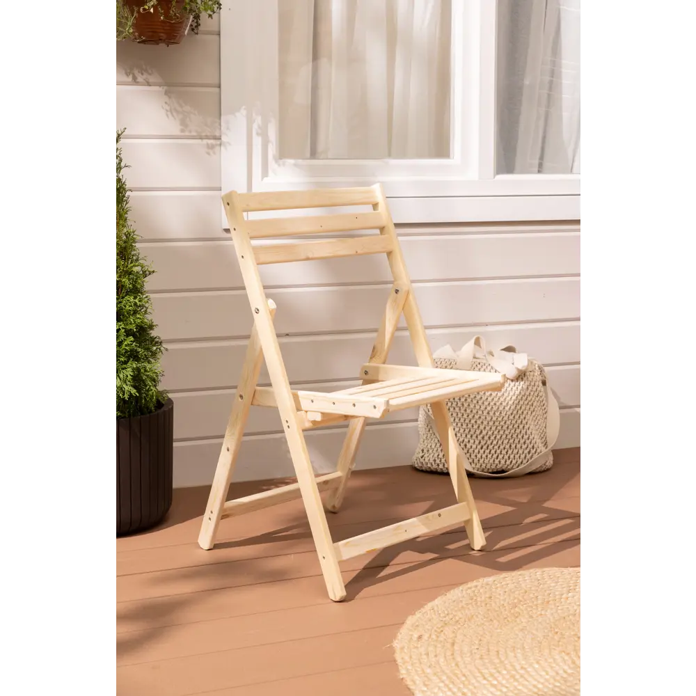 Стул складной 60x50x75 см дерево бежевый Santreyd STLM-2009858 - Вид №4