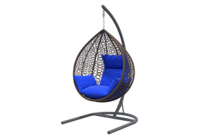 18637693 Подвесное кресло БОРОЛО цвет коричневый, мягкий элемент синий КП-К-02-СИ КемпингГрупп