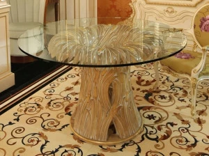 Arnaboldi Interiors Круглый стол из хрусталя и массива дерева