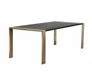 Обеденный стол прямоугольный черный с металлическими ножками 220 см Plat ICON DESIGNE  178134 Коричневый
