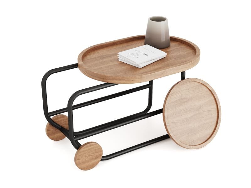 Металлический журнальный столик contract с ясенем и колесами Shishka Project One ARCH-00024403 - Вид №8