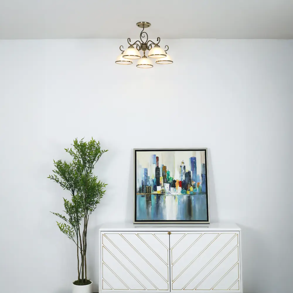 Люстра на штанге Palatino 5 ламп 20 м² цвет бронза SCHAFFNER STLM-2024884 - Вид №10