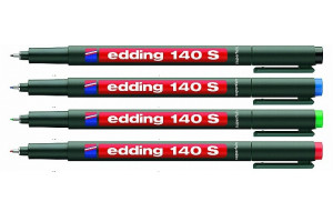 15549572 Набор маркеров для пленок и ПВХ E-140 permanent 0.3мм черный, красный, зеленый, синий 09-3995-9 EDDING