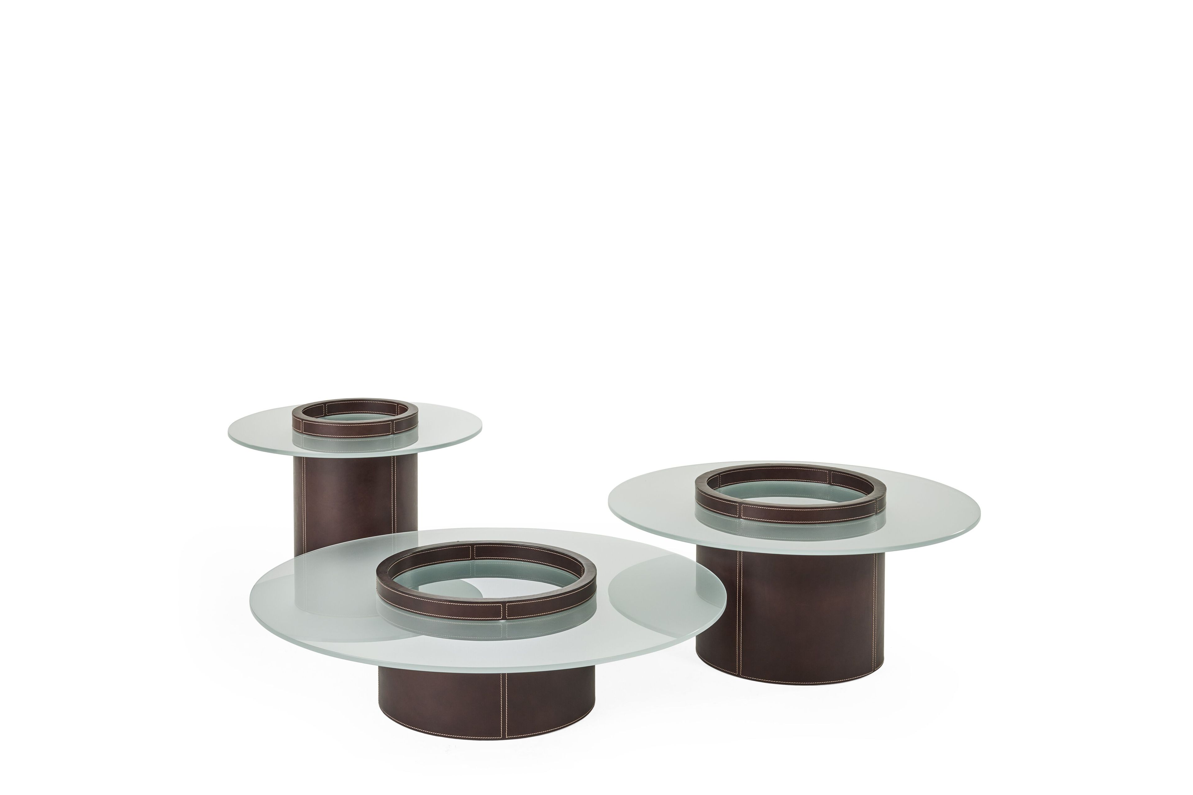 Высокий круглый журнальный столик из кожи и матового стекла Gianfranco Ferré Home HAVNEN ARCH-00145966 - Вид №1