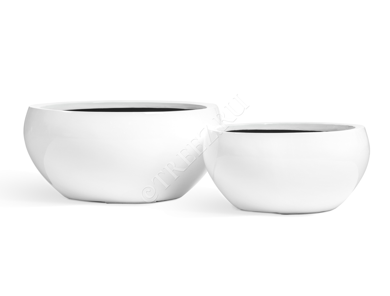 41.3321-05-065-WH-50 Кашпо  Effectory - серия Gloss - Низкая полусфера - Белый глянцевый лак Цветочная коллекция 