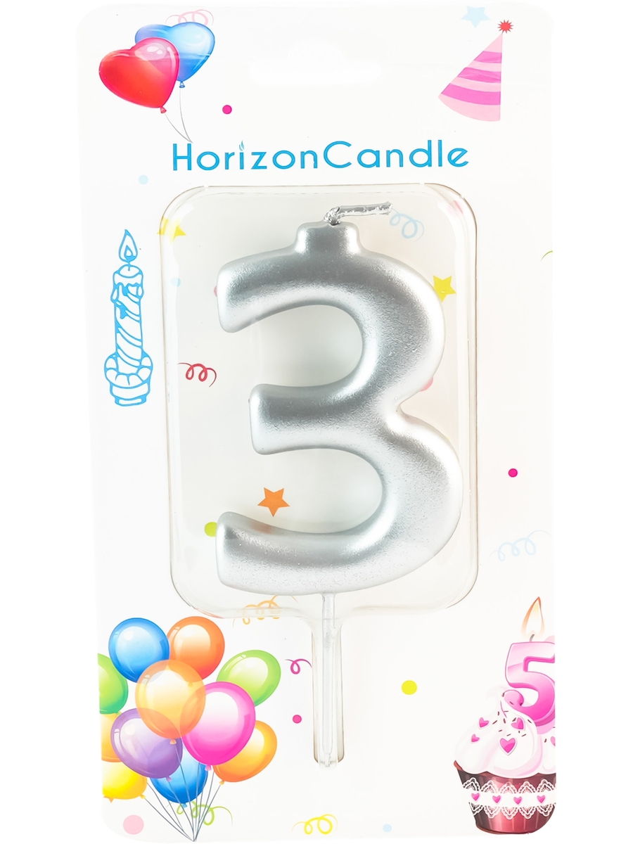 91017919 Свеча Horizon Candles для торта Цифра 3 металлик STLM-0443322 MIR LIGHT