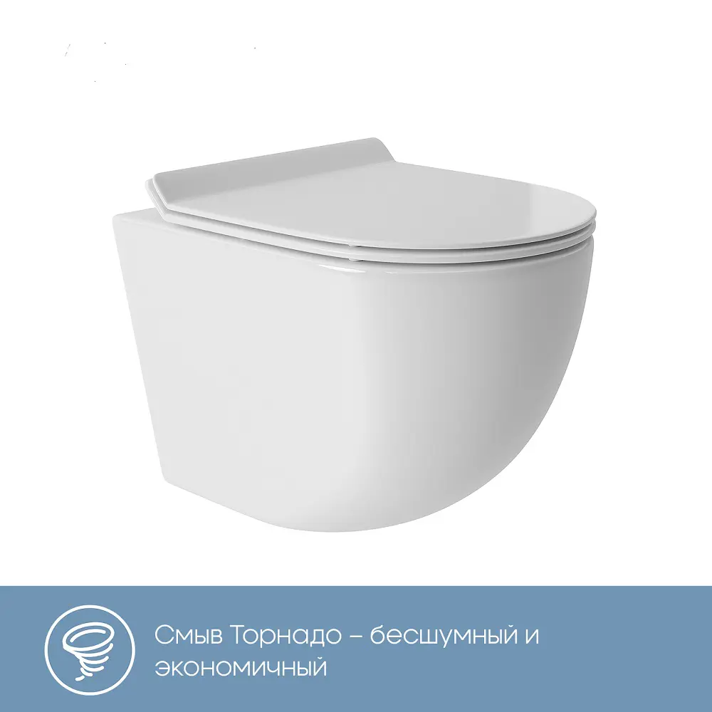 Комплект инсталляция с унитазом Tece Aqd Ovot S955203OV0110, с микролифтом, клавиша цвет белый STLM-2181869 - Вид №2
