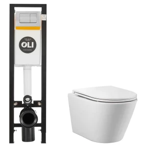 Комплект инсталляции Oli Quadra с безободковым унитазом Aquatek Вега