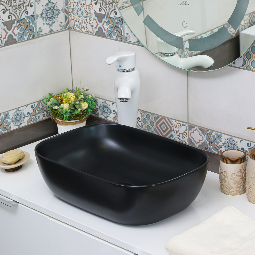 Накладная раковина melana mln-320328mb матовая черная 320328MB-805 - Вид №5