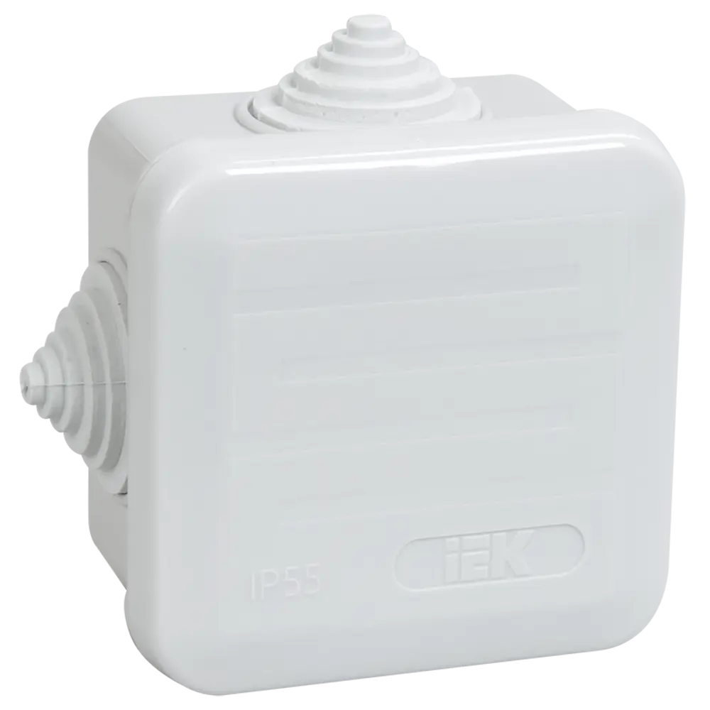 Распределительная коробка открытая IEK 70x70x40 мм 2 ввода IP44 цвет серый STLM-2063531