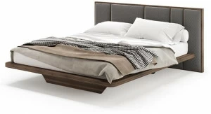 PRADDY Двуспальная кровать из дерева с мягким изголовьем  Ml001