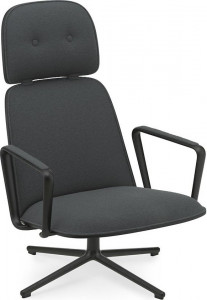 605468 Pad Lounge Chair High Swivel Black Alu Black / Yoredale Normann Copenhagen