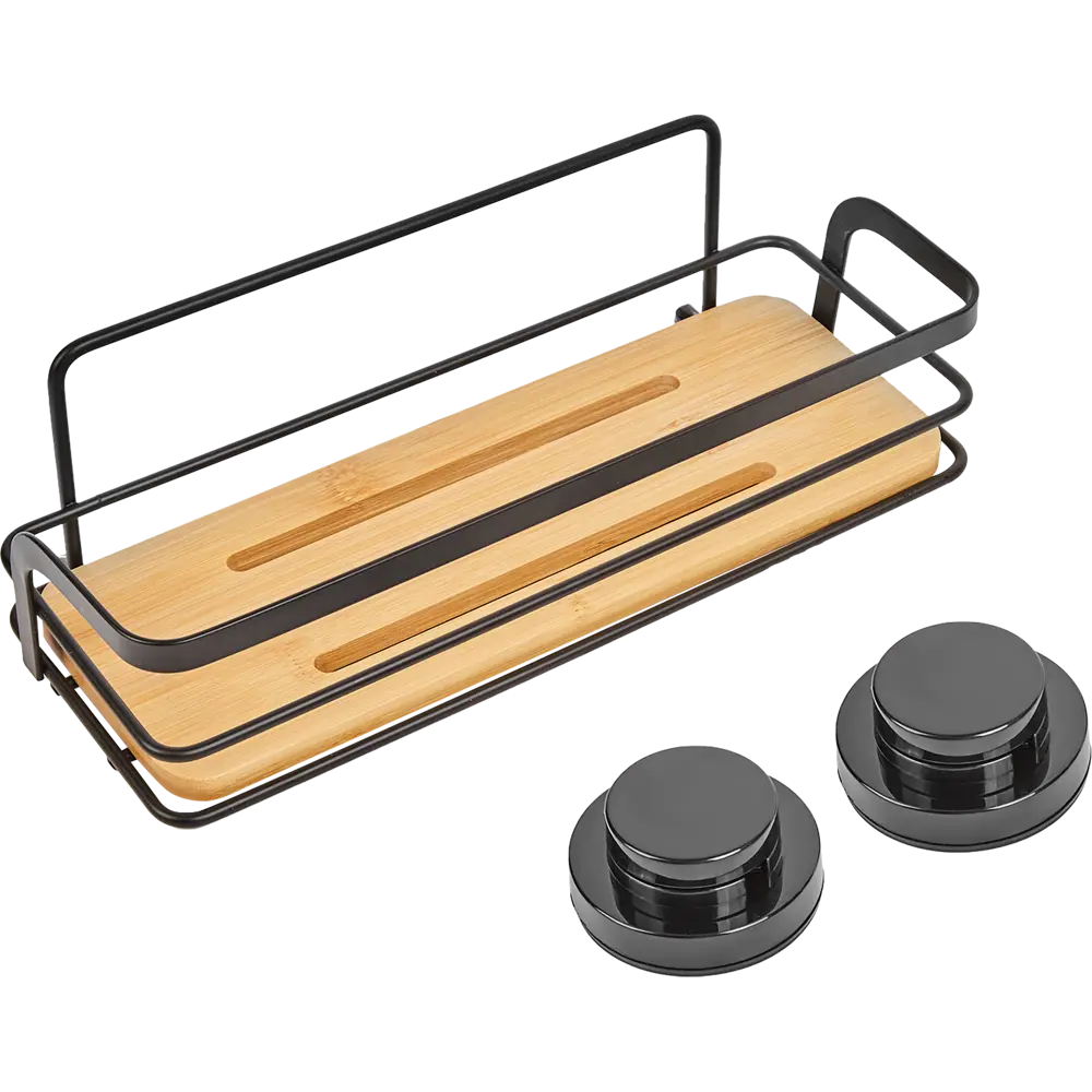 Полка для ванной прямоугольная Primanova одноярусная 26 см цвет черный Бамбук STLM-2034926 - Вид №2