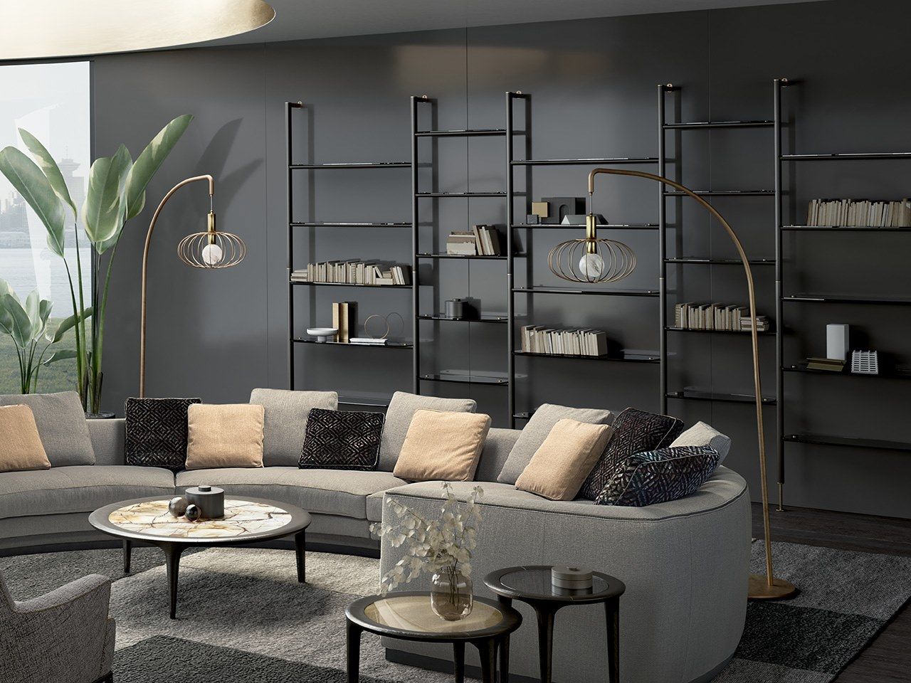 Деревянный и стеклянный настенный книжный шкаф Borzalino NIMA ARCH-00115731 - Вид №6