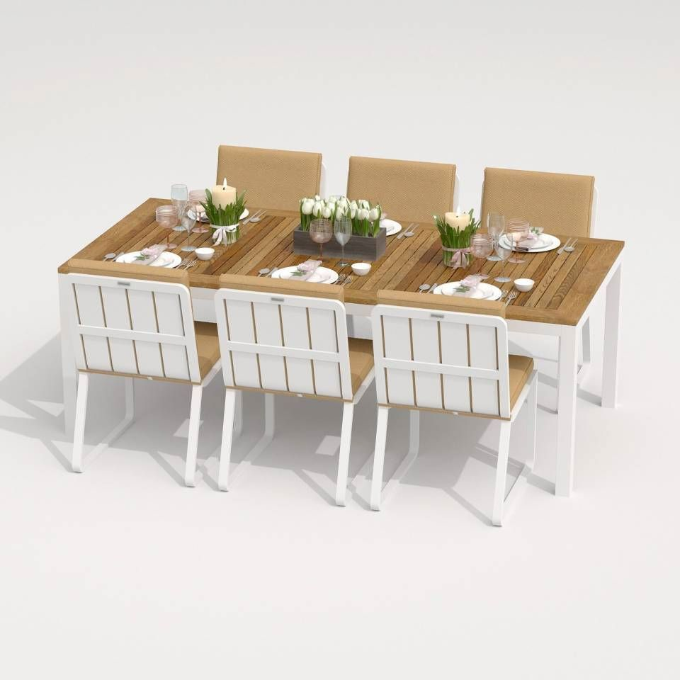 91059740 Садовая мебель для отдыха алюминий белый : стол, 6 стульев TELLA GIRA 220 beige STLM-0462428 IDEAL PATIO OUTDOOR STYLE