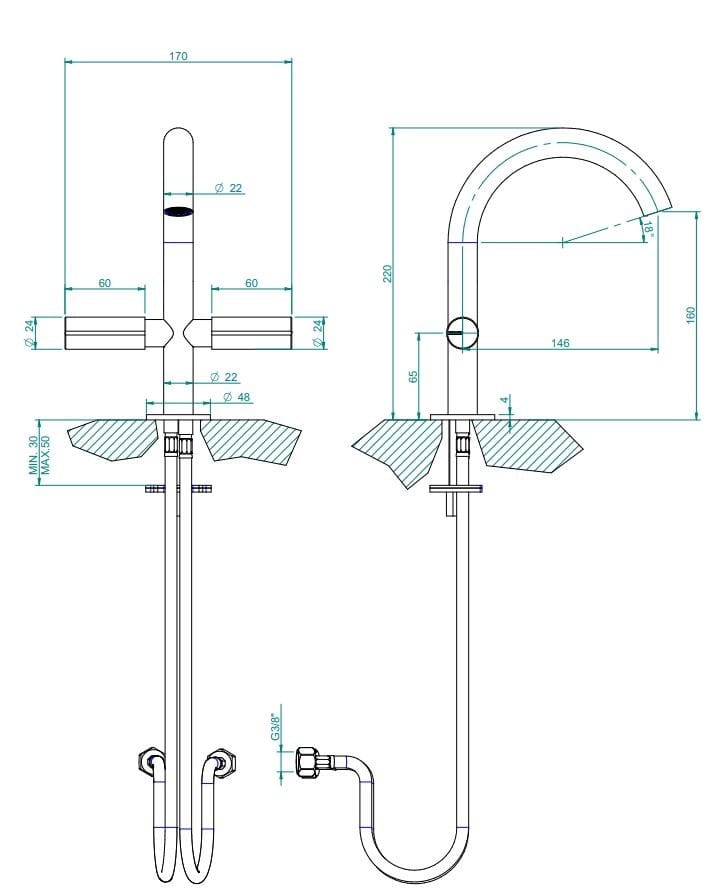 Смеситель для раковины из нержавеющей стали с одним отверстием Zazzeri Z316 ARCH-00071248 - Вид №2