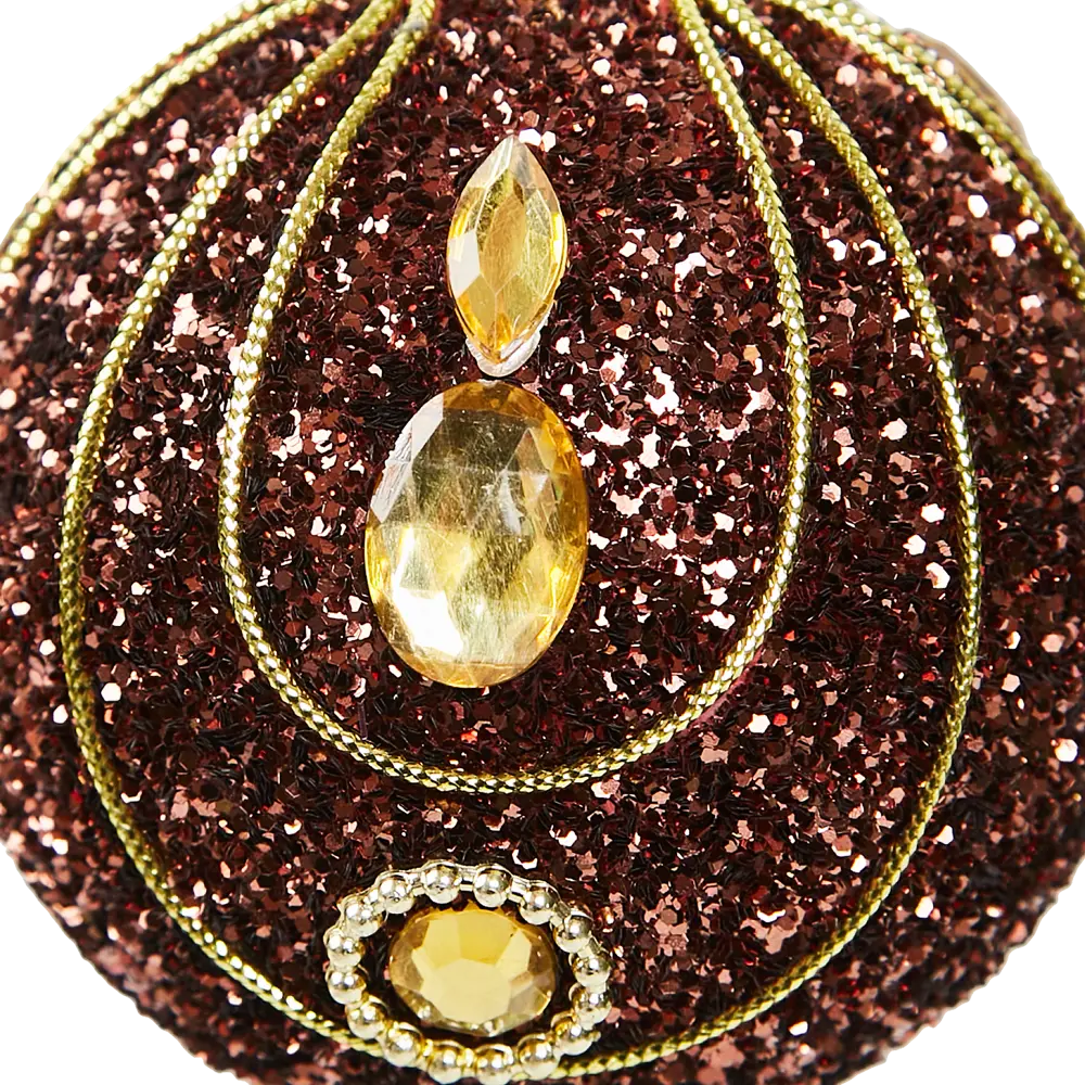 87036409 Елочное украшение Шар с узором из блесток Christmas ø8 см цвет коричневый STLM-1397853 Santreyd  - Вид №2