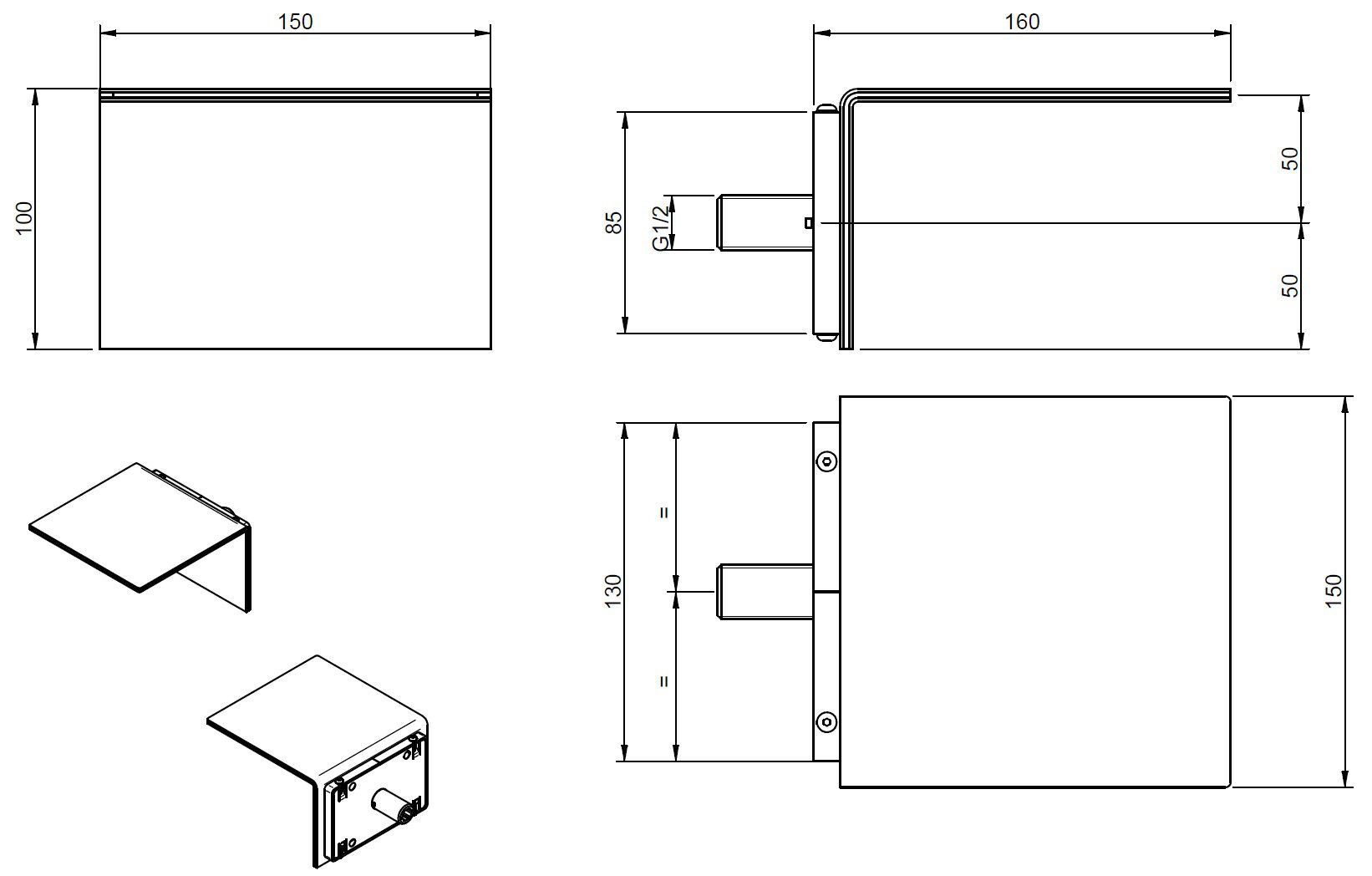 Термостатический набор для душа с душем Rubinetterie Treemme W-TOUCH RWIT 1BE4 / 2847 / 3B47 / RTBR / RTGA ARCH-00005023 - Вид №4