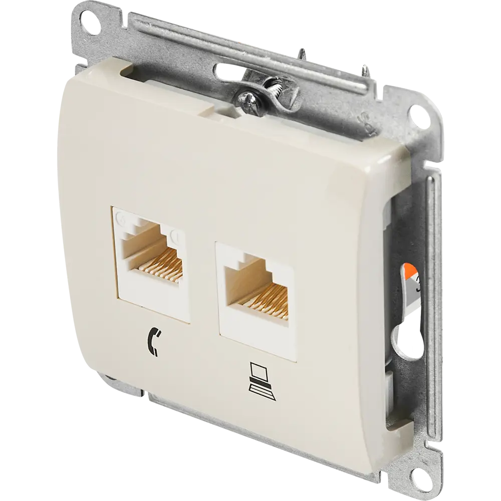 Schneider Electric Glossa - Телекоммуникационная розетка RJ11/RJ45 для интернета и телефона 86710157 STLM-0070778 - Вид №1