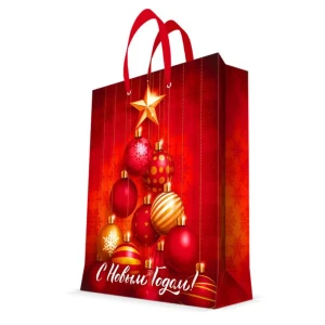 Пакет подарочный Christmas "С Новым годом!" 26x32.4 см красный 82708642 STLM-2096957