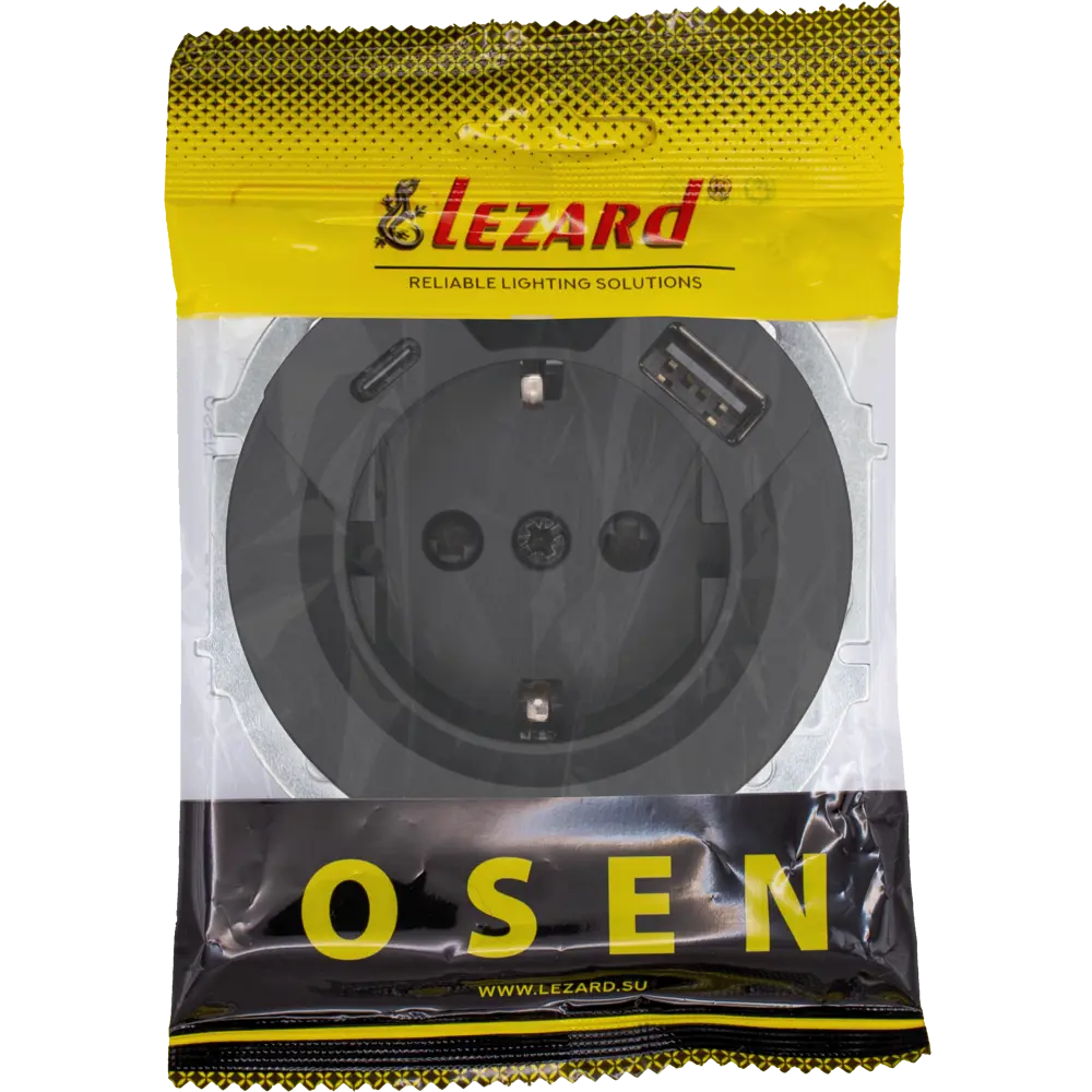 Розетка TC+USB встраиваемая Lezard Osen с заземлением цвет черный STLM-2029441 - Вид №6