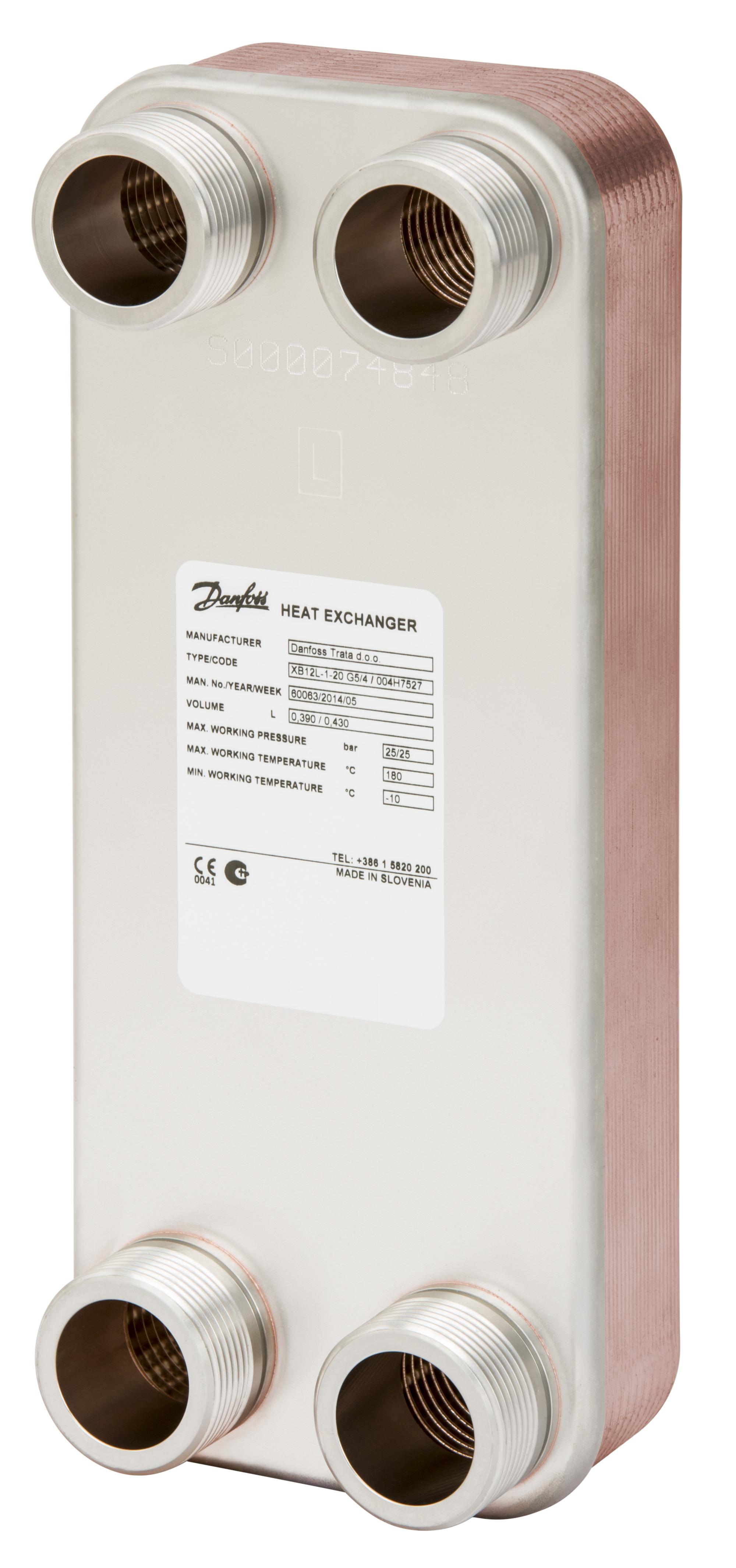 Danfoss Паяный пластинчатый теплообменник одноходовой серии XB12 XB 12H-1-140 PN25 паяный ТО 004H7570  - Вид №4