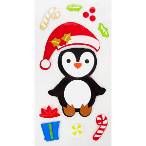 Набор новогодних наклеек «Пингвин с подарком»