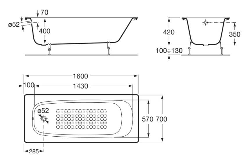 Утопленная чугунная нескользящая ванна Roca CONTINENTAL 21291 ARCH-00129092 - Вид №1