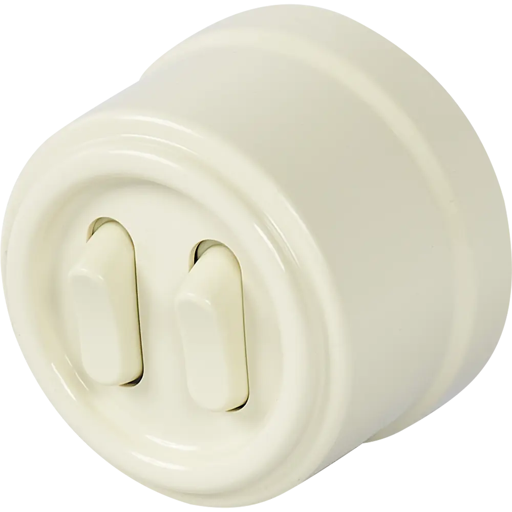 Выключатель двухклавишный Electraline проходной, цвет слоновая кость 84229200