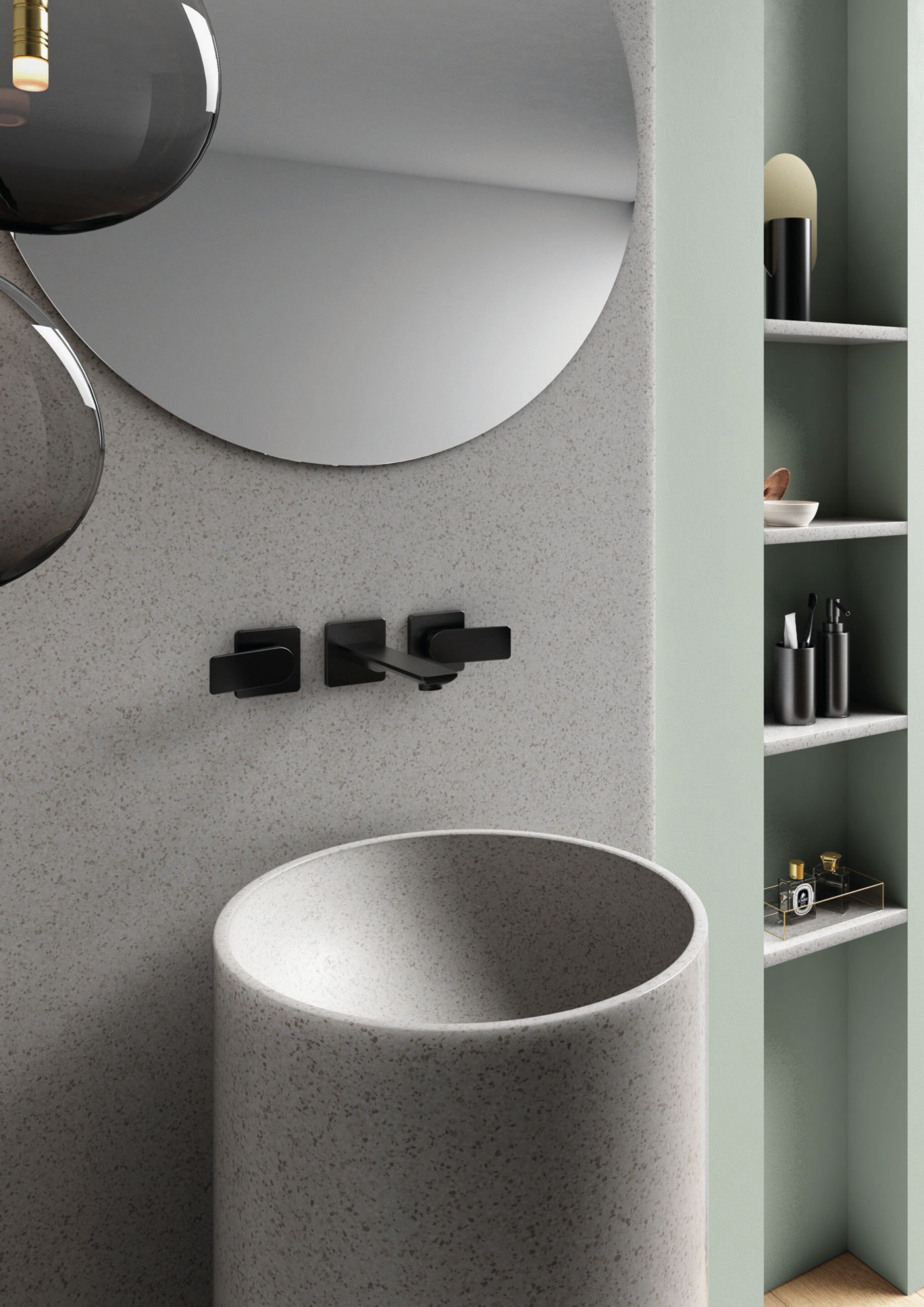 Настенный смеситель для раковины с 3 отверстиями CRISTINA Rubinetterie Blade ARCH-00060725 - Вид №1