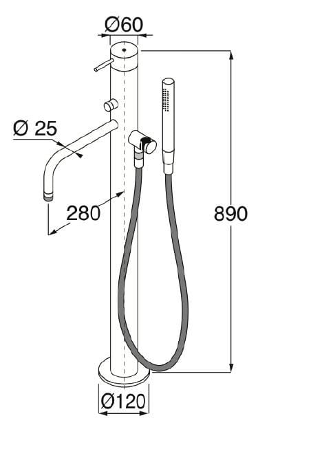 Смеситель для ванны с переключателем Boffi Minimal ARCH-00116535 - Вид №2