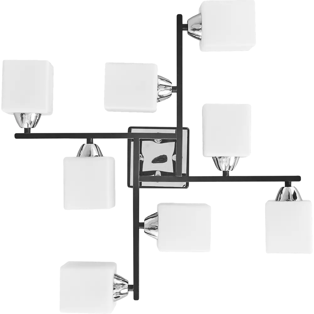 Люстра Тетро 8xE27x60 Вт, металл/стекло, цвет хром/чёрный/белый MW-Light STLM-2153372 - Вид №3