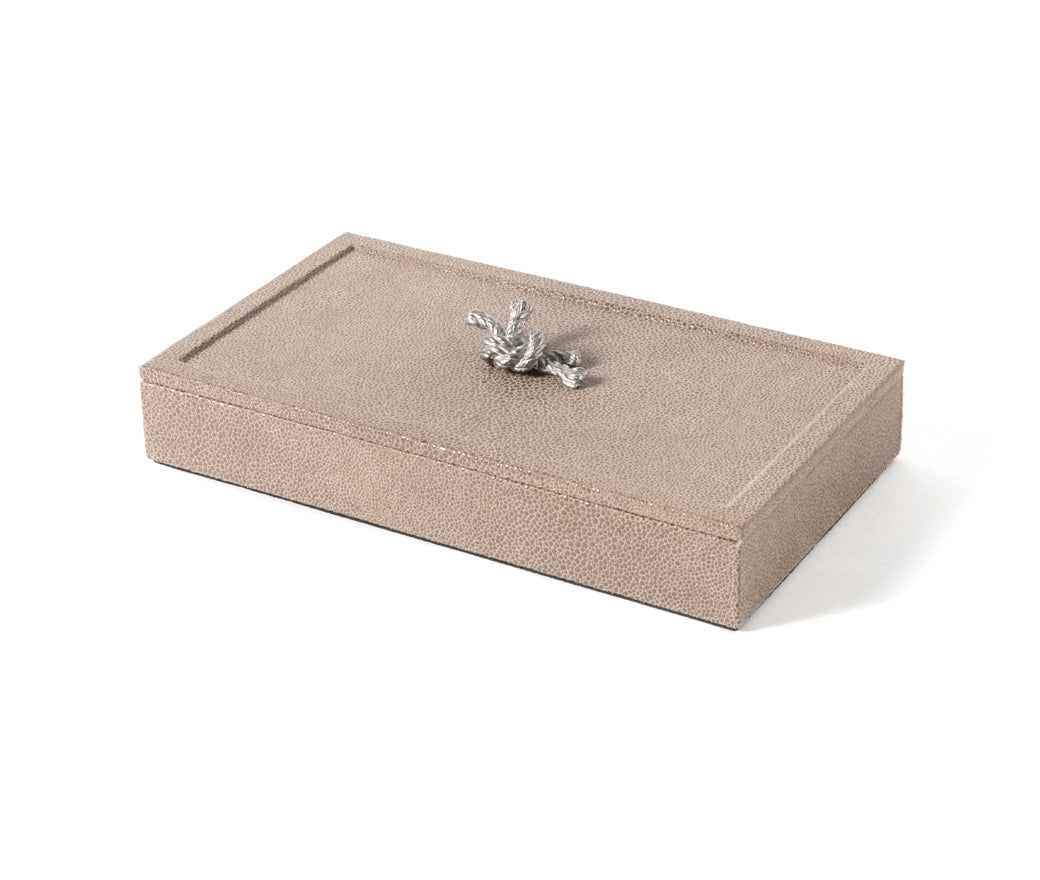 Прямоугольная коробка Thalia - 27X15XH4,5 см / металлическая отделка_хром / ари-кожа_светло-серый