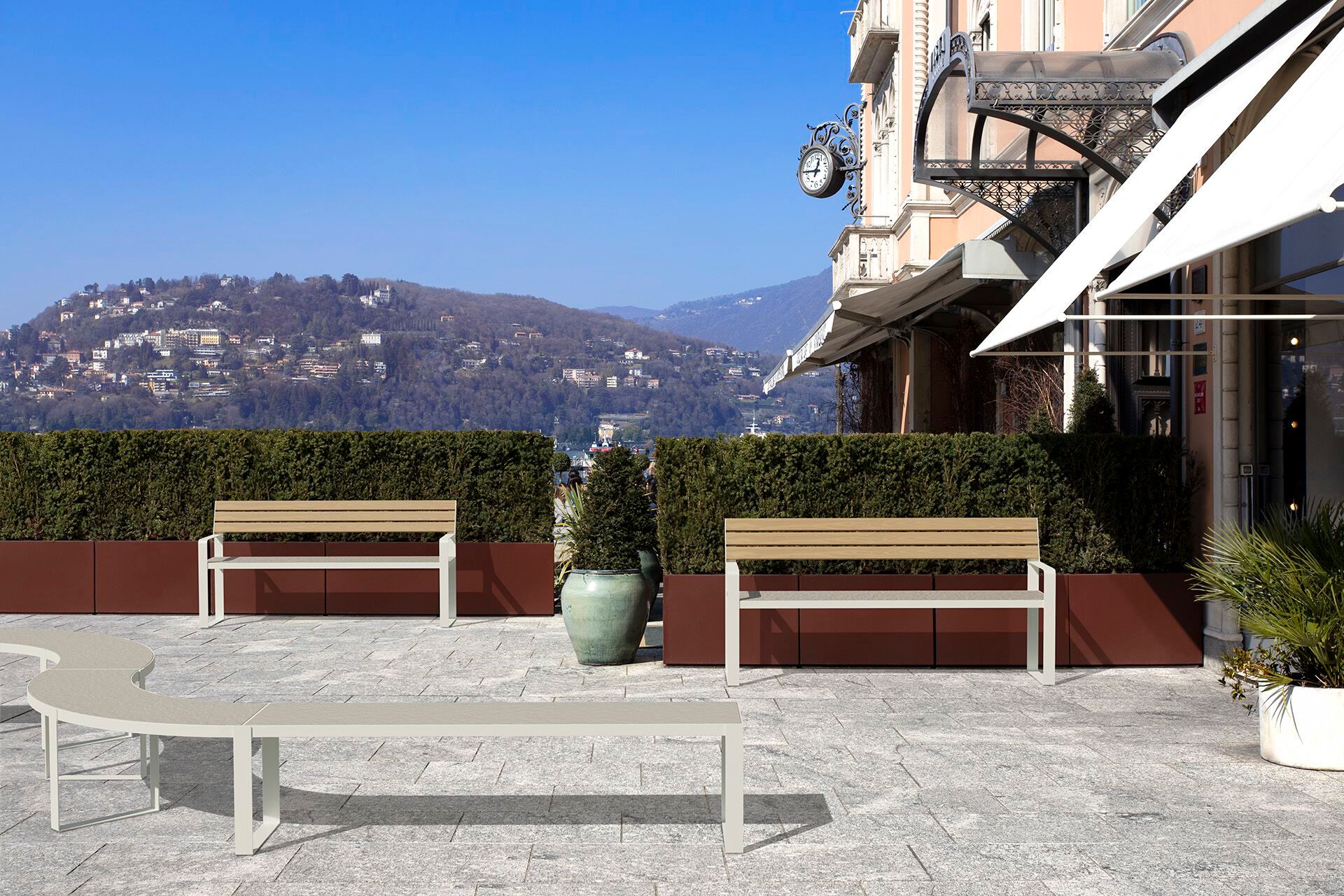 Алюминиевая модульная изогнутая скамья Urbantime Вечнозеленый.040 ARCH-00102999 - Вид №3