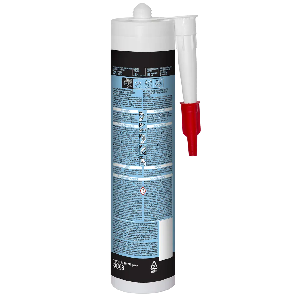 Герметик силиконовый Axton санитарный уксусный бесцветный 280 мл STLM-2188965 - Вид №1