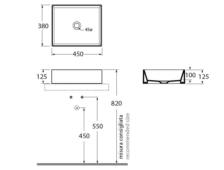 Керамическая одиночная прямоугольная столешница Azzurra Ceramica Elegance ARCH-00129701 - Вид №1