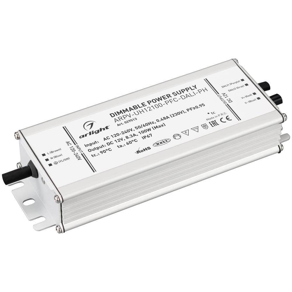 029513 Блок питания ARPV-UH12100-PFC-Dali-PH 12V 100W IP67 8,3A Arlight ARPV-UH-PFC-Dali-PH