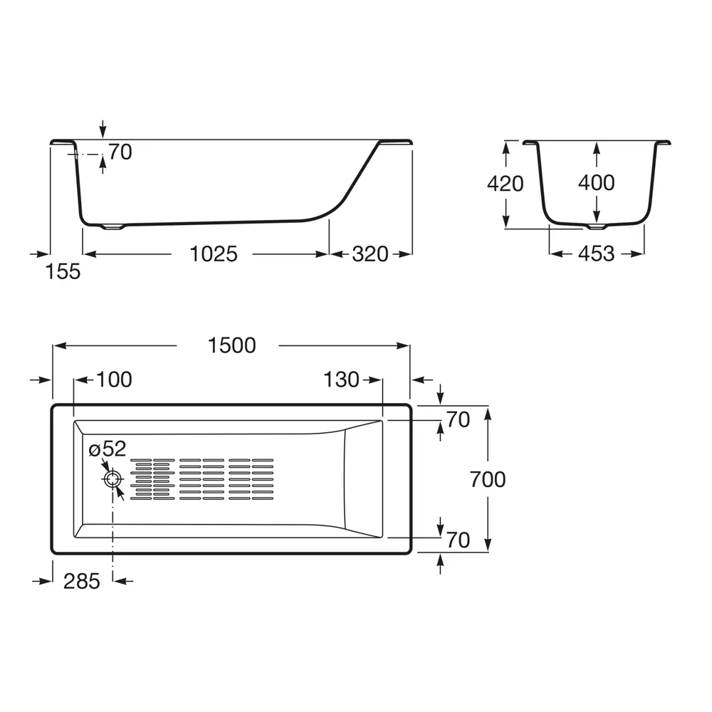 Ванна Roca Tampa чугун 150x70 см STLM-2207380 - Вид №2
